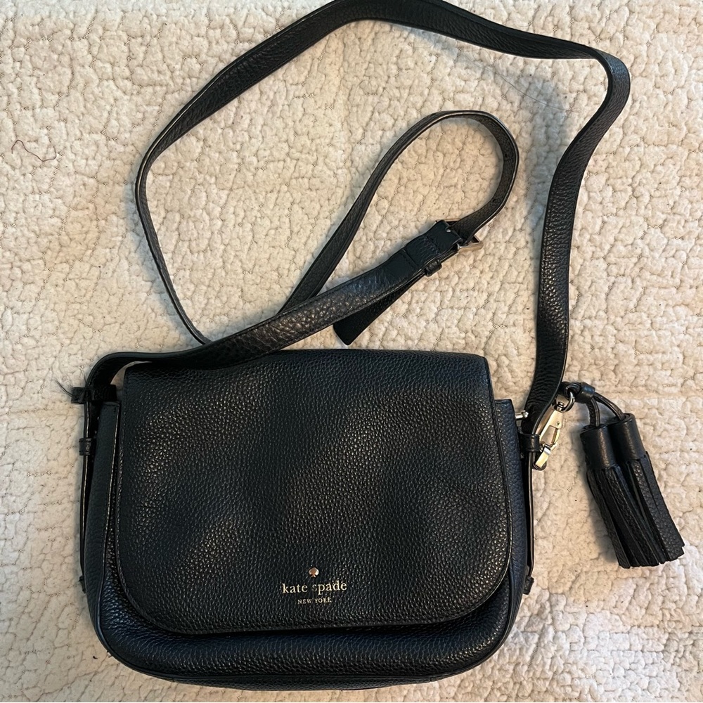Kate spade black leather crossbody small bag